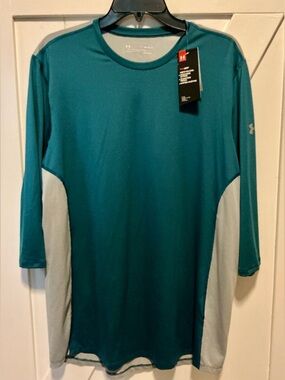 Men's Under Armour Heat Gear 3/4 Sleeve Fitted Athletic Shirt - Size Large